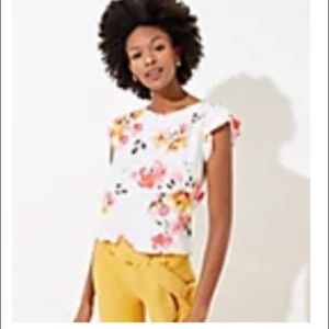 Loft flutter sleeve floral blouse